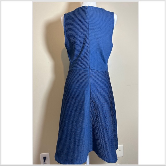 Navy Blue Pleated Ruched Bias Seam A-line Dress - Size L - Picture 2 of 8